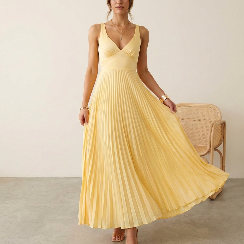 front twist v neck maxi dress in yellow The ICONIC yellow dress  Front Twist V-Neck Maxi Dress in Yellow  #lucyintheskystore #promdress #yellowdress